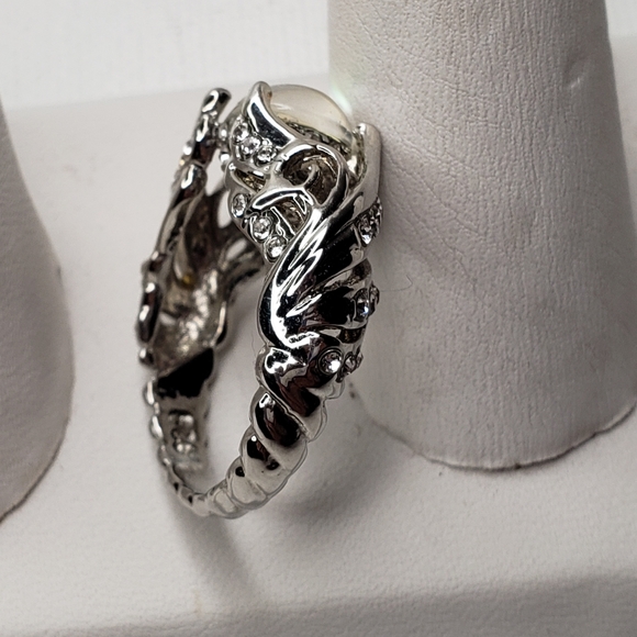 New Stamped 925 Silver Crystal Swan Ring - Picture 2 of 5